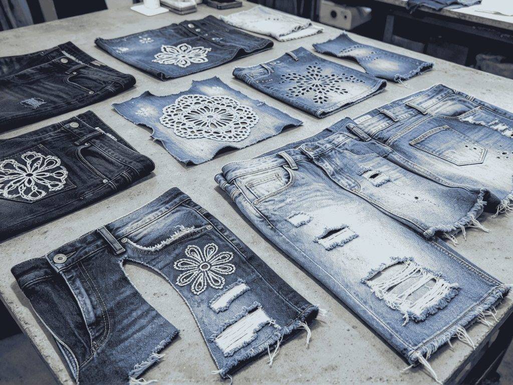 牛仔与洗水服装激光加工解决方案：烧花、打孔与做旧